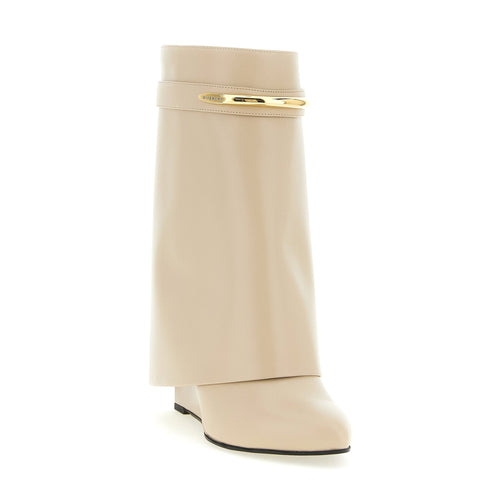 Beige Calfskin Ankle Boots