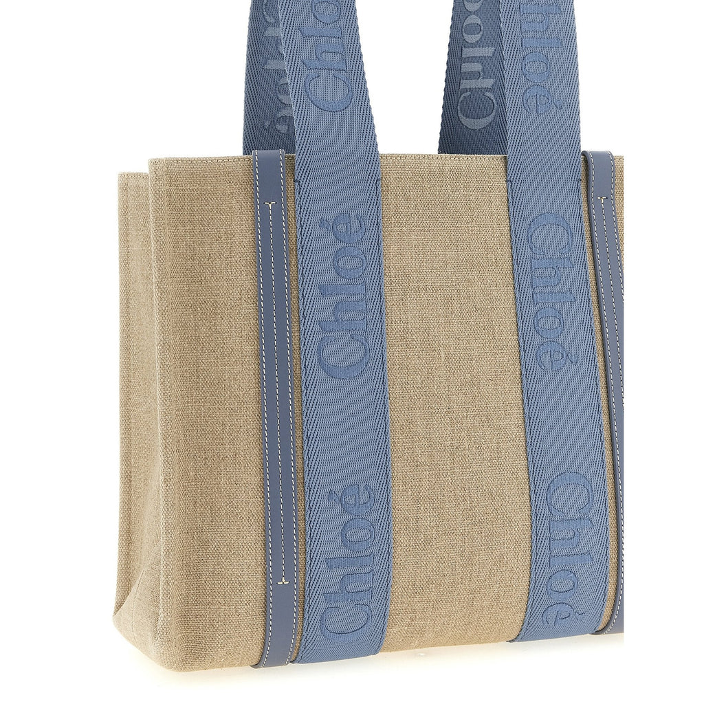 Chloé Blue Linen Tote Bag