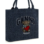 Ganni Blue Organic Cotton Tote Bag