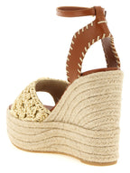 Versace Beige Lamb Leather Wedge Sandals