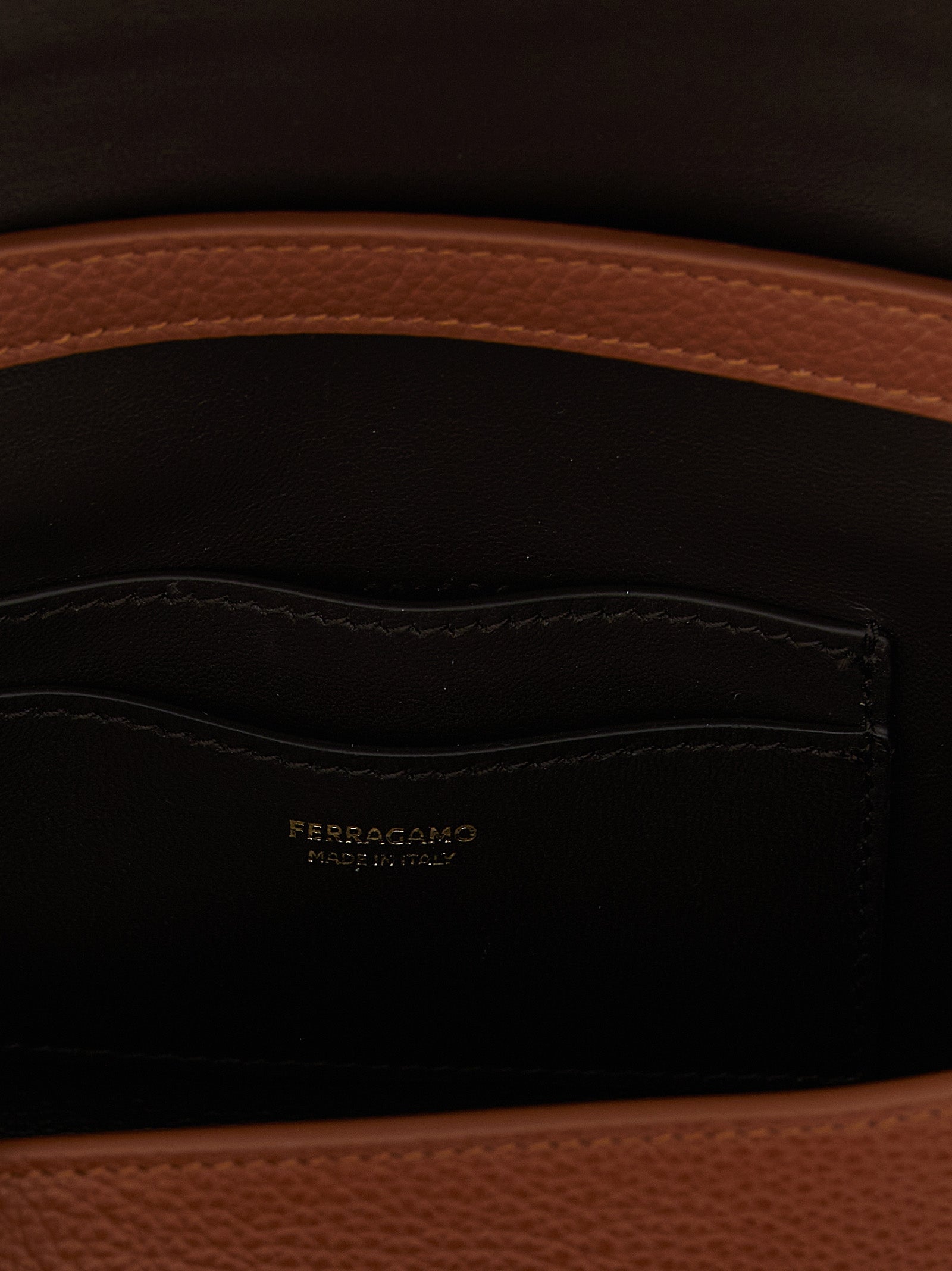 Ferragamo Brown Calfskin Crossbody Bag