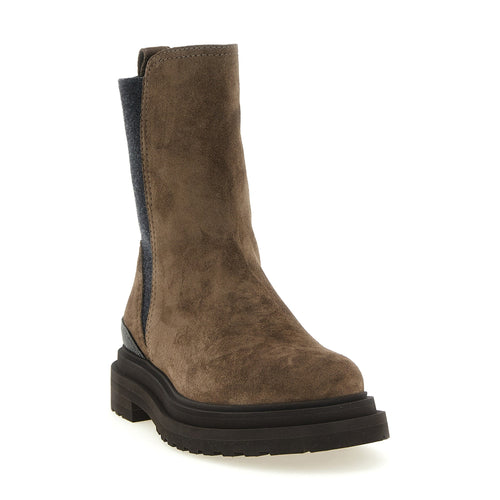 Brunello Cucinelli Brown Calfskin Ankle Boots