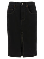 Saint Laurent Black Cotton Midi Skirt