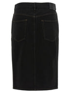 Saint Laurent Black Cotton Midi Skirt