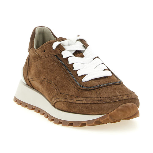 Brunello Cucinelli Brown Calfskin Low Top Sneakers
