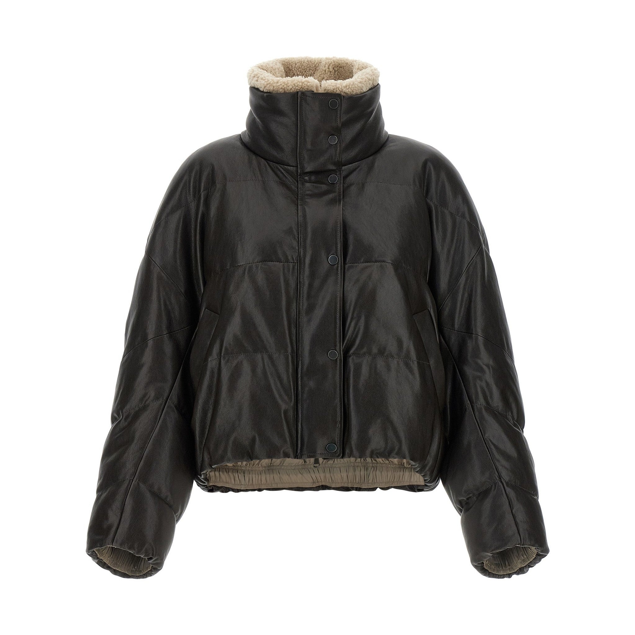 Brunello Cucinelli Brown Lamb Leather Leather Jacket