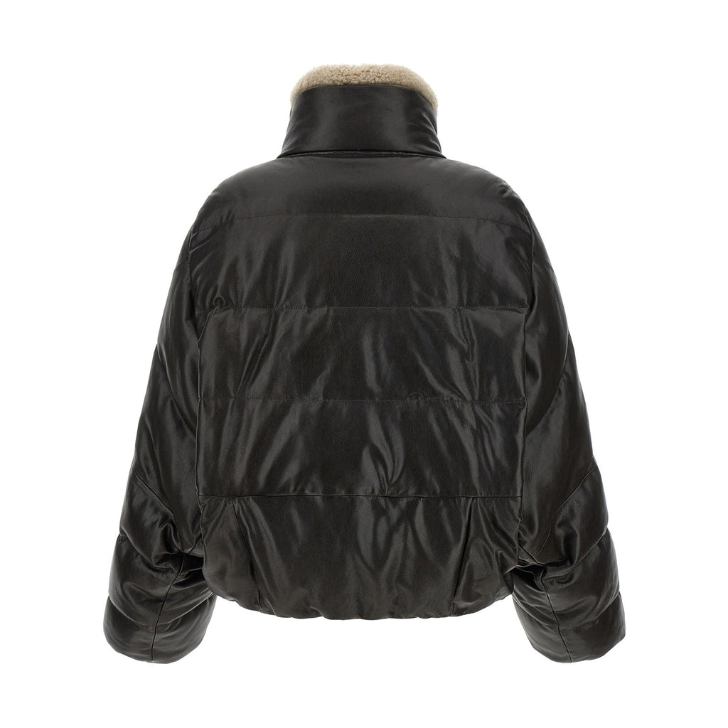 Brunello Cucinelli Brown Lamb Leather Leather Jacket