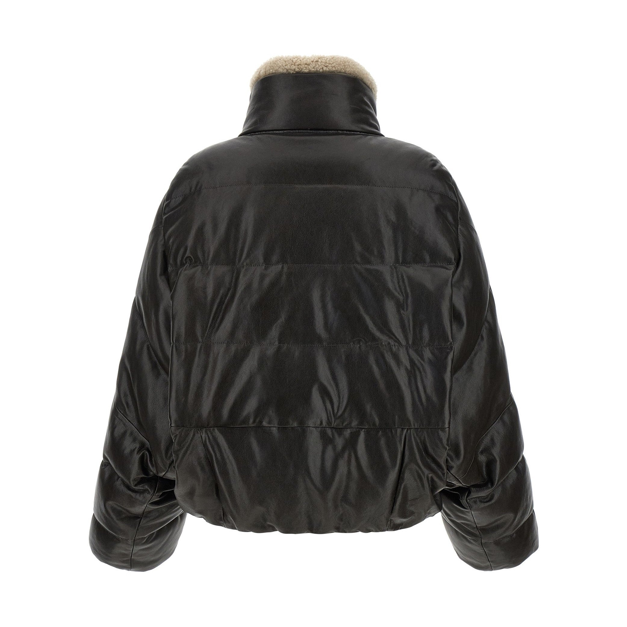 Brunello Cucinelli Brown Lamb Leather Leather Jacket