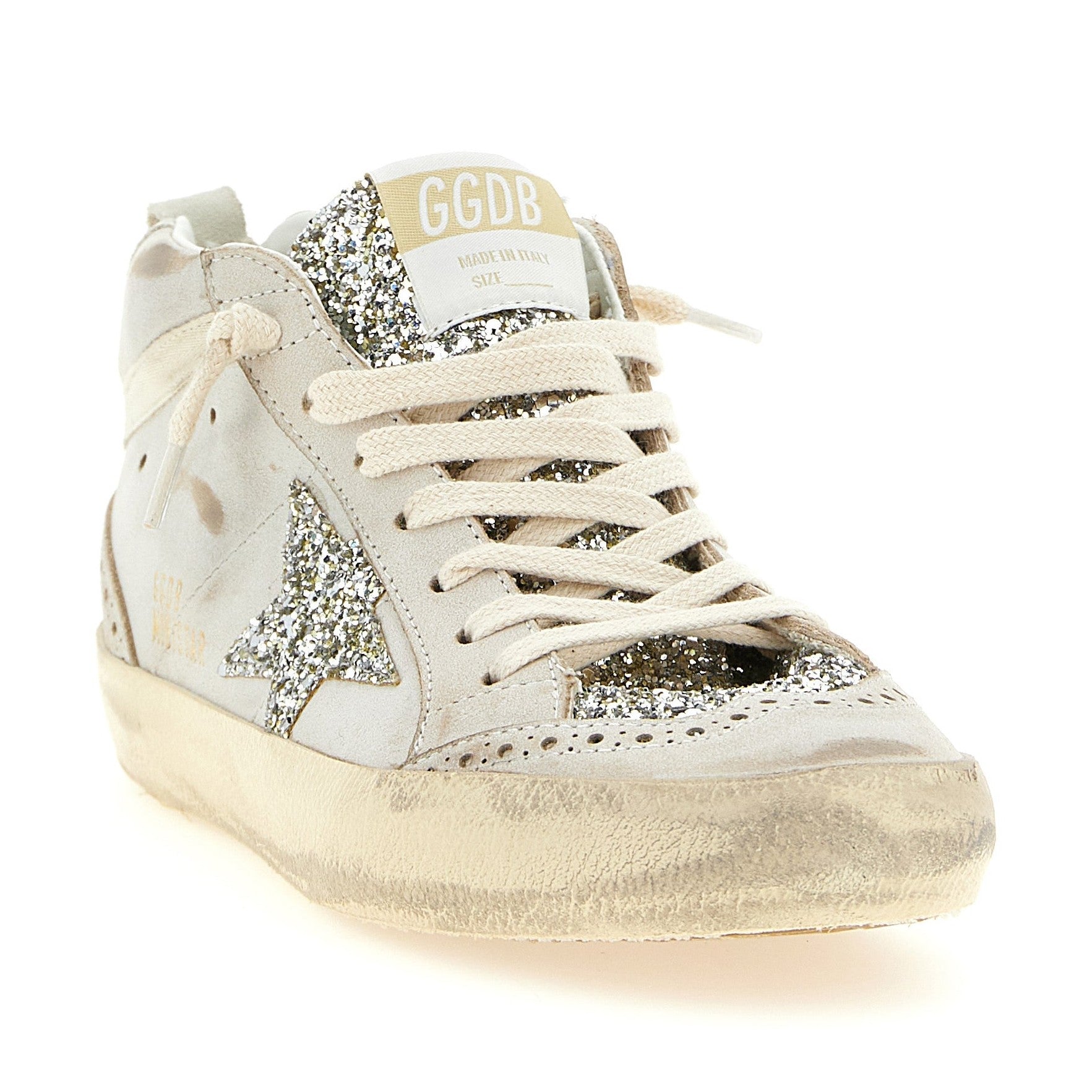 Golden Goose Beige Leather High Top Sneakers