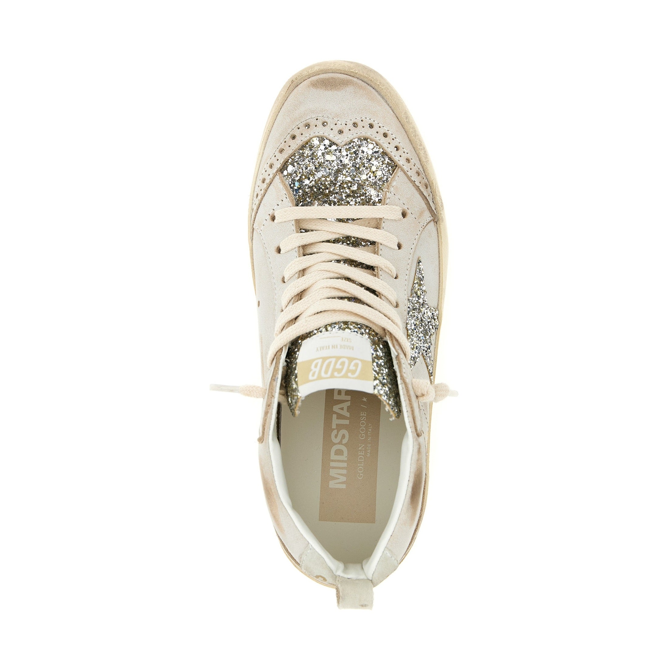 Golden Goose Beige Leather High Top Sneakers