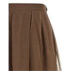 Brunello Cucinelli Brown Silk Midi Skirt
