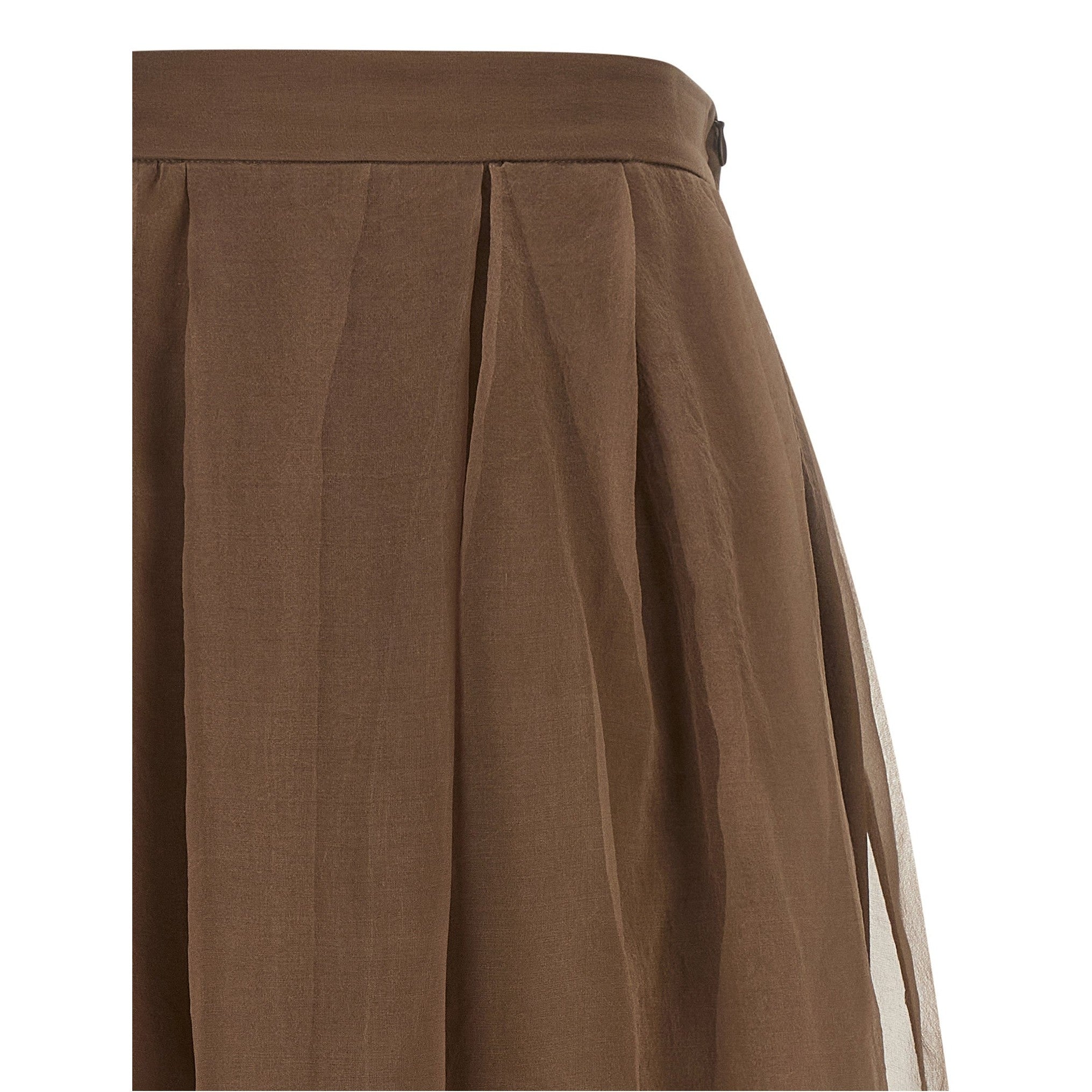 Brunello Cucinelli Brown Silk Midi Skirt