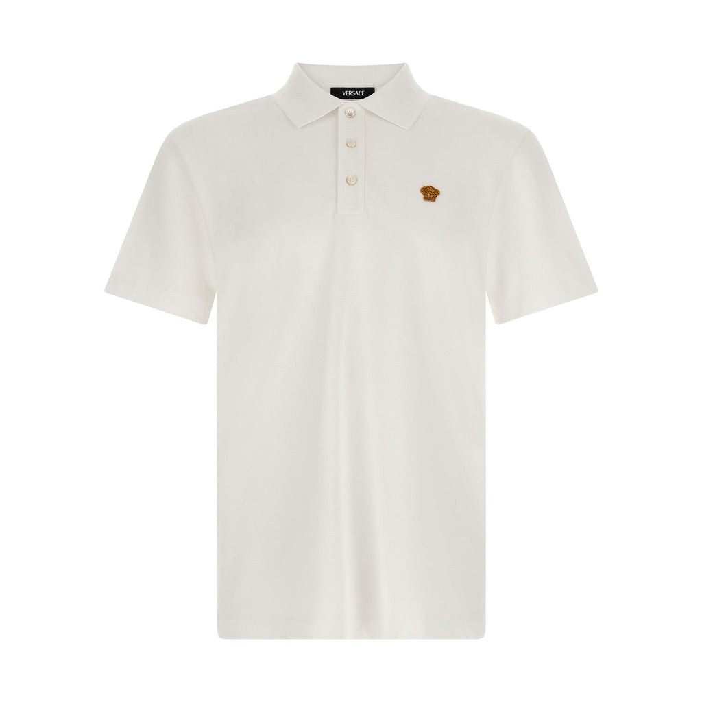 Versace White Cotton Polo Shirt
