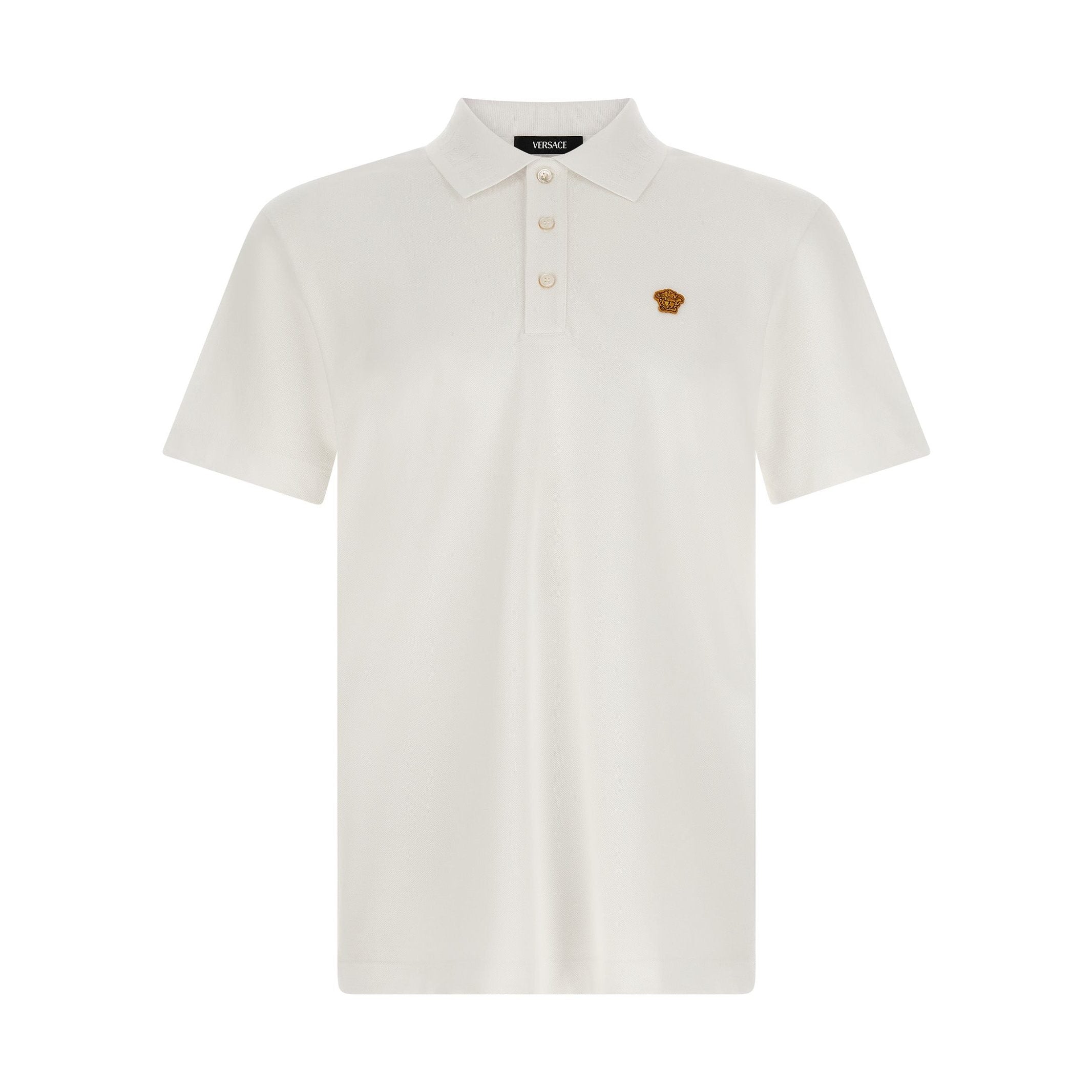 Versace White Cotton Polo Shirt