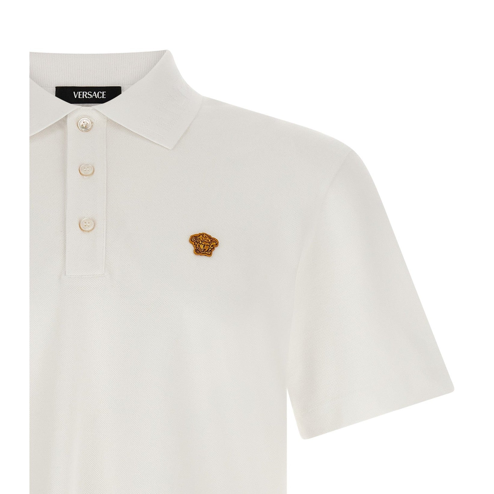 Versace White Cotton Polo Shirt