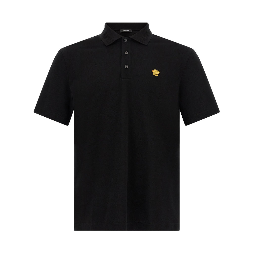 Versace Black Cotton Polo Shirt