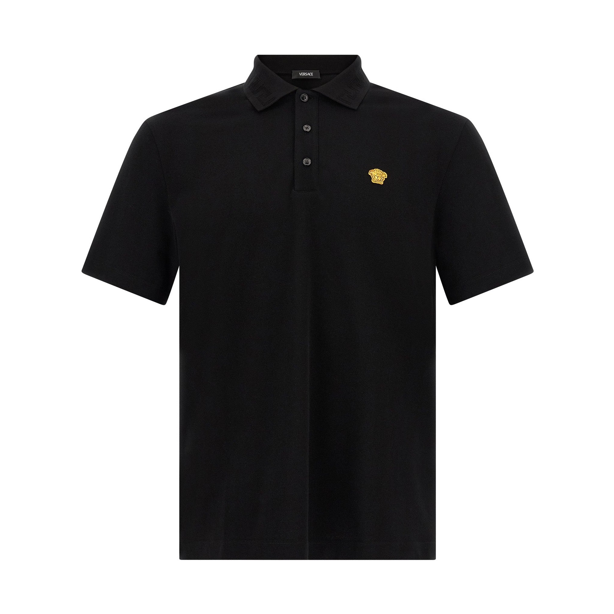 Versace Black Cotton Polo Shirt