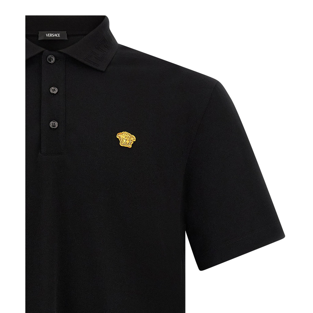 Versace Black Cotton Polo Shirt