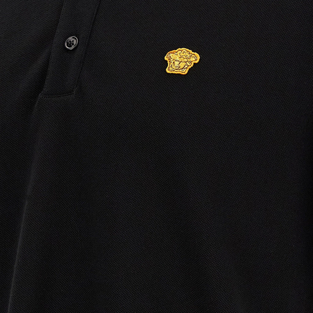Versace Black Cotton Polo Shirt