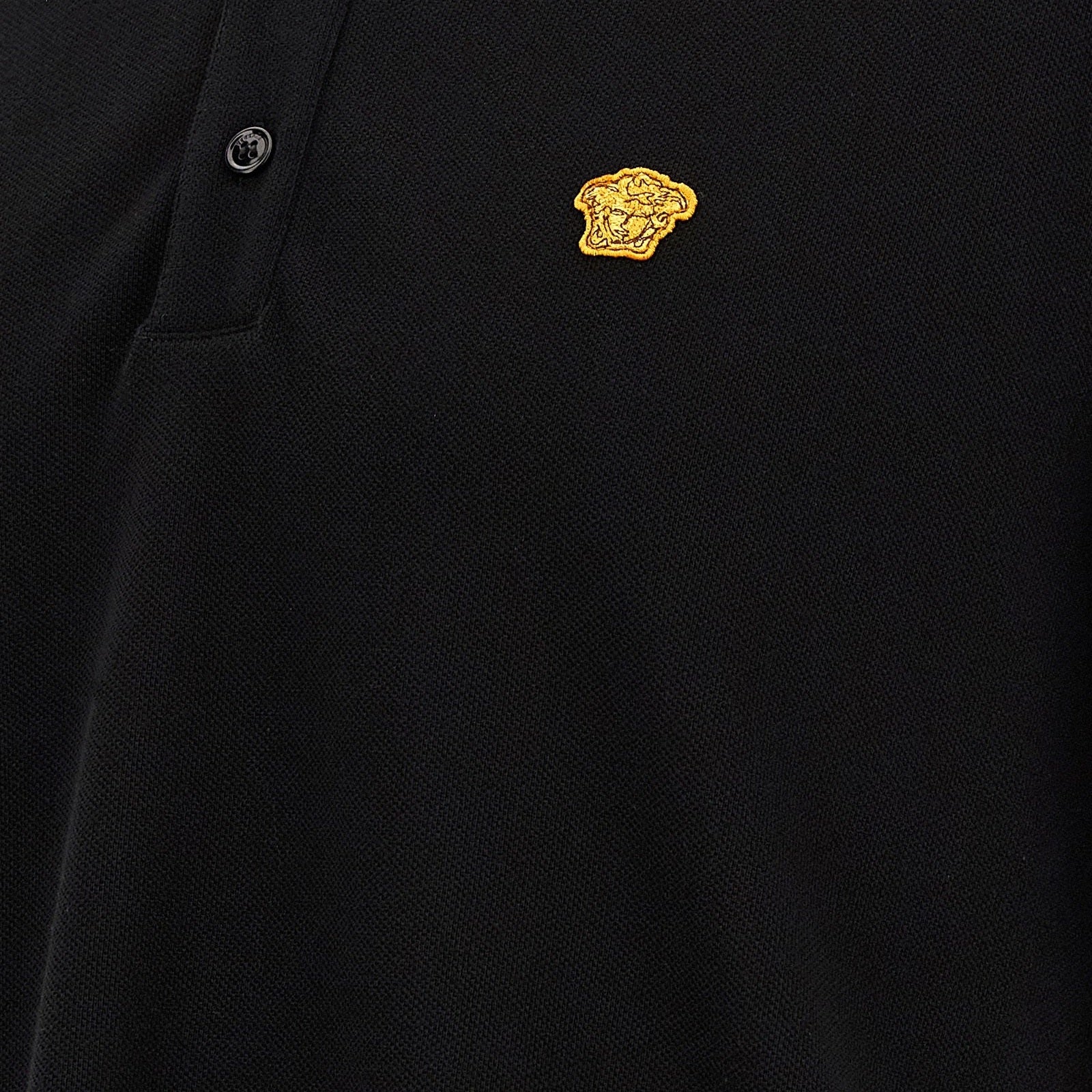 Versace Black Cotton Polo Shirt