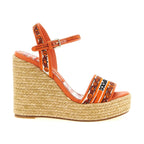 Dolce & Gabbana Orange Cotton Wedge Sandals