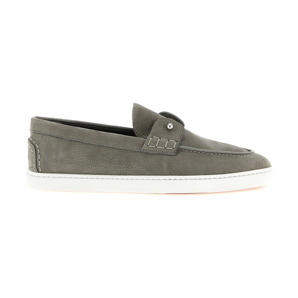 Christian Louboutin Gray Calfskin Slip-On Loafers
