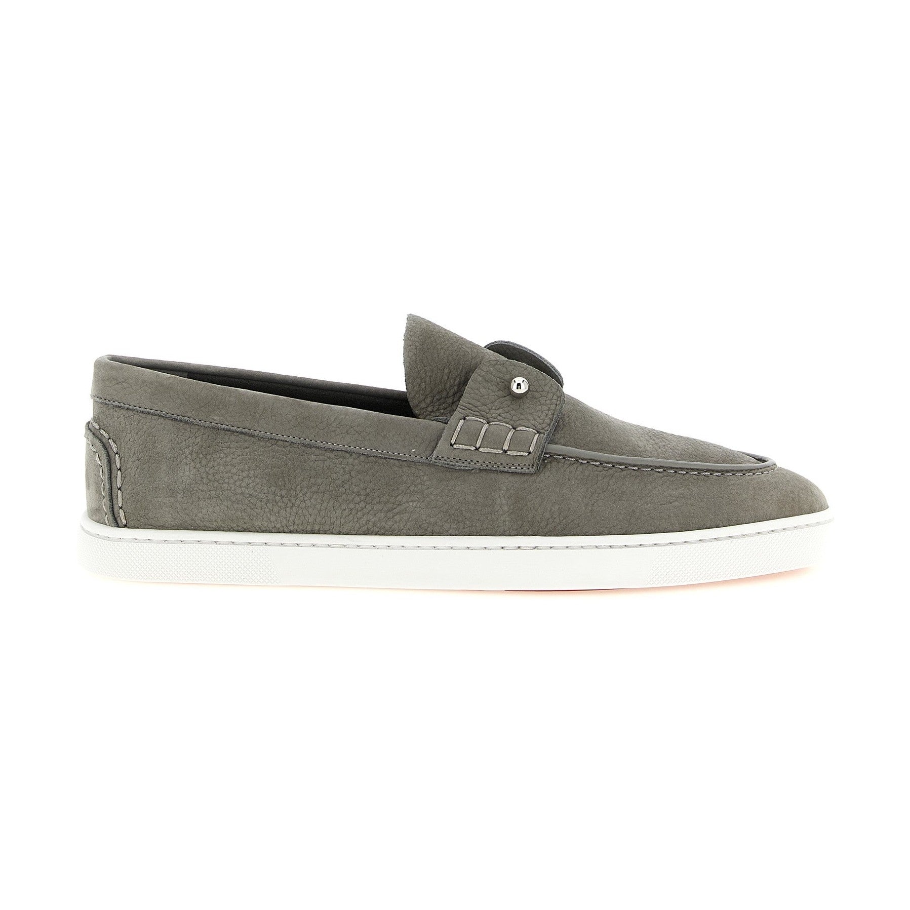 Christian Louboutin Gray Calfskin Slip-On Loafers