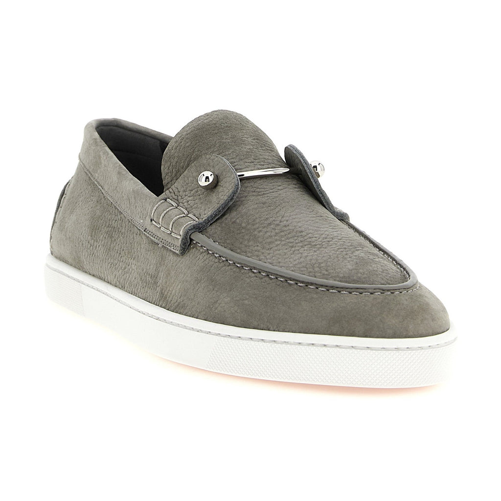 Christian Louboutin Gray Calfskin Slip-On Loafers