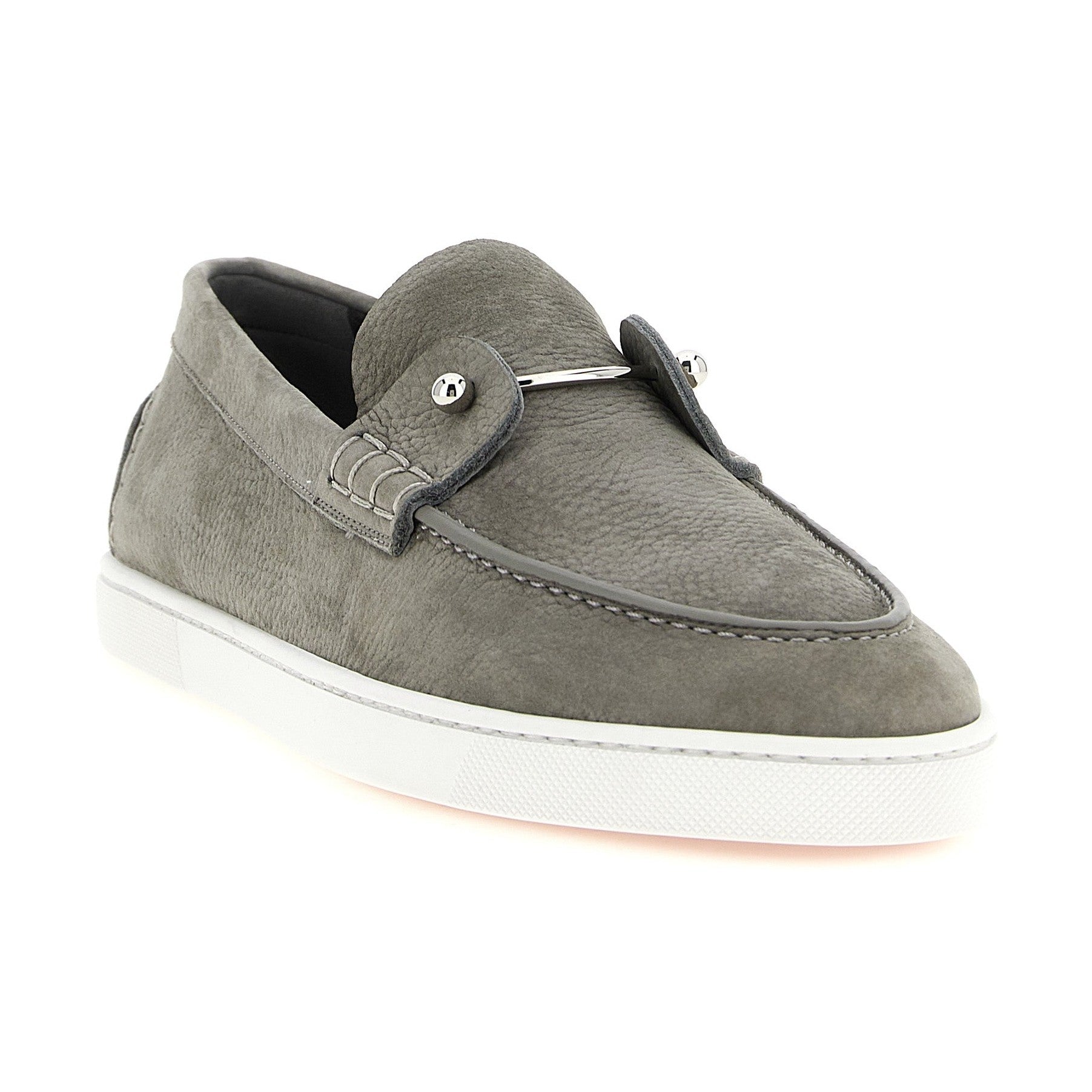 Christian Louboutin Gray Calfskin Slip-On Loafers