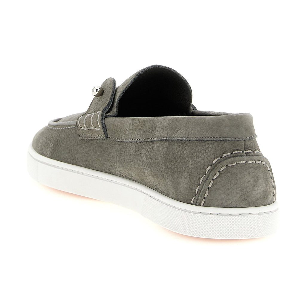 Christian Louboutin Gray Calfskin Slip-On Loafers