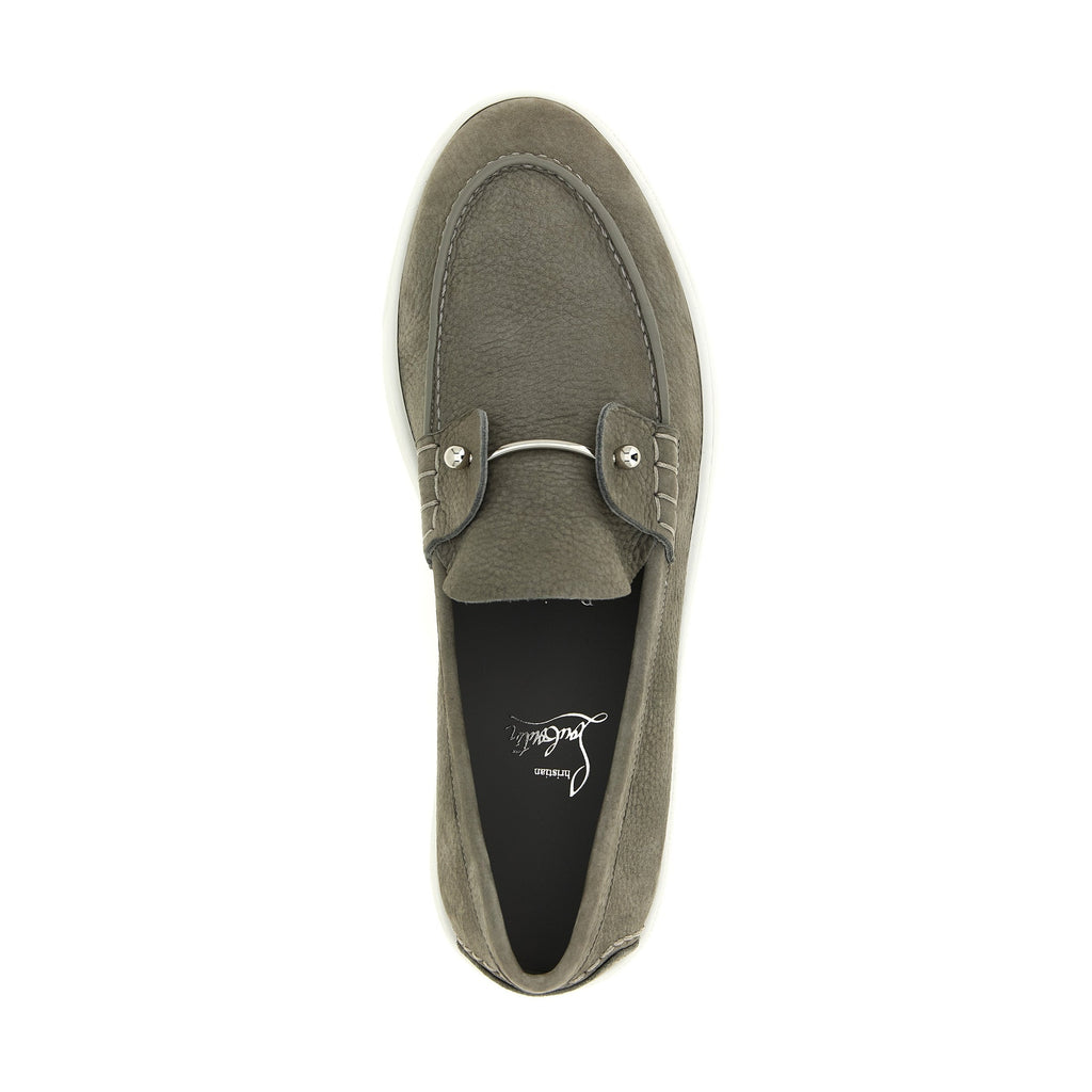 Christian Louboutin Gray Calfskin Slip-On Loafers