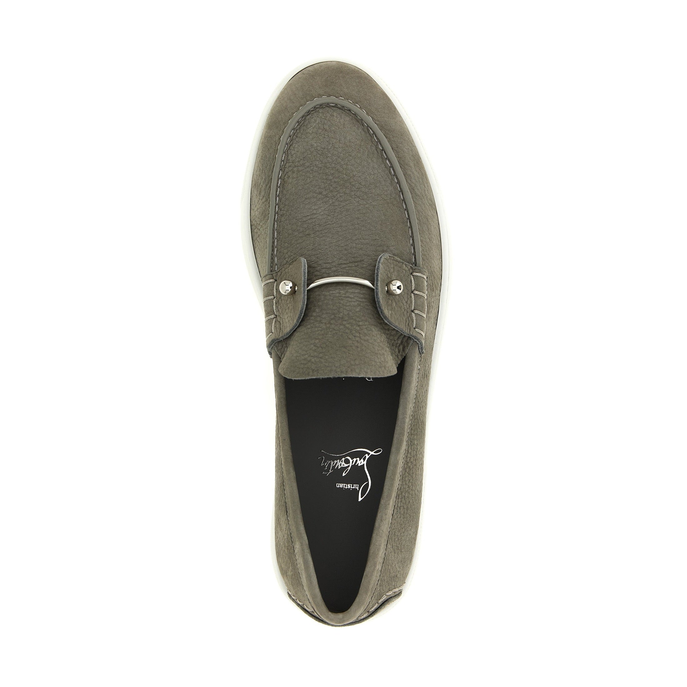 Christian Louboutin Gray Calfskin Slip-On Loafers
