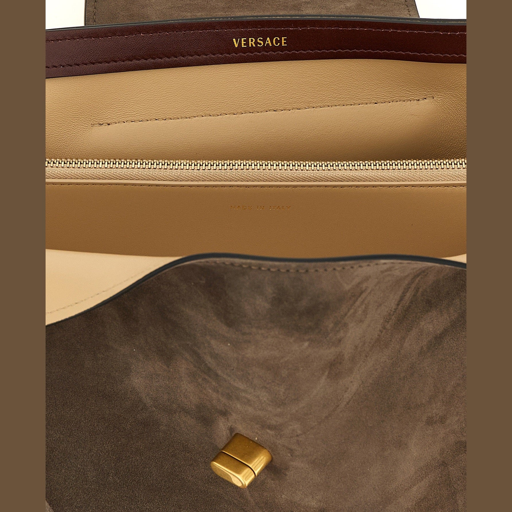 Versace Brown Calfskin Shoulder Bag