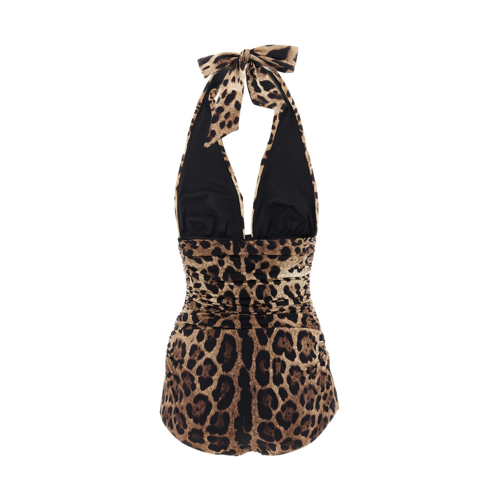 Dolce & Gabbana Brown Polyamide One-Piece Swimsuit