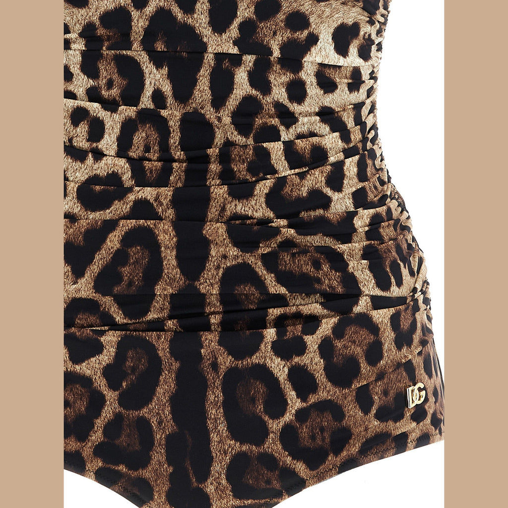 Dolce & Gabbana Brown Polyamide One-Piece Swimsuit