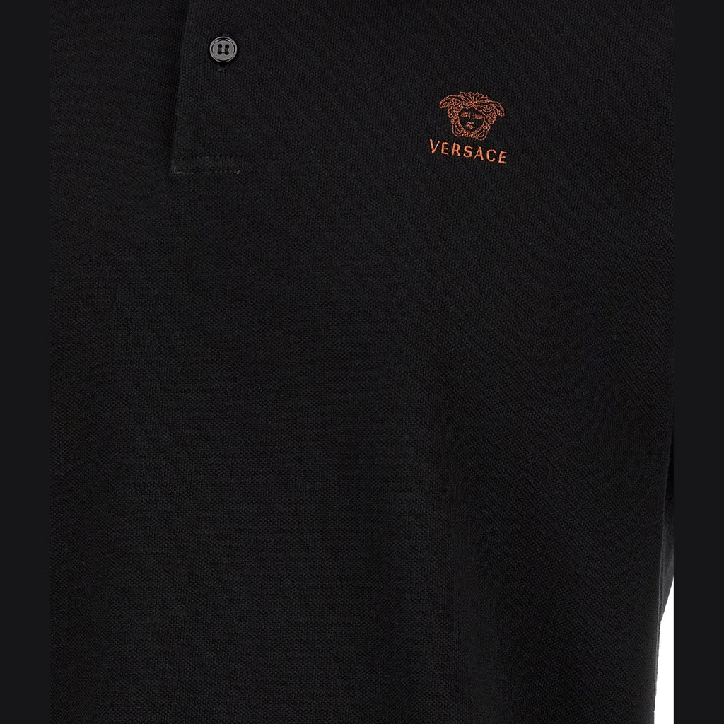 Versace Black Cotton Polo Shirt