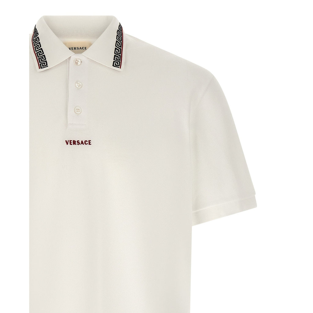 Versace White Cotton Polo Shirt