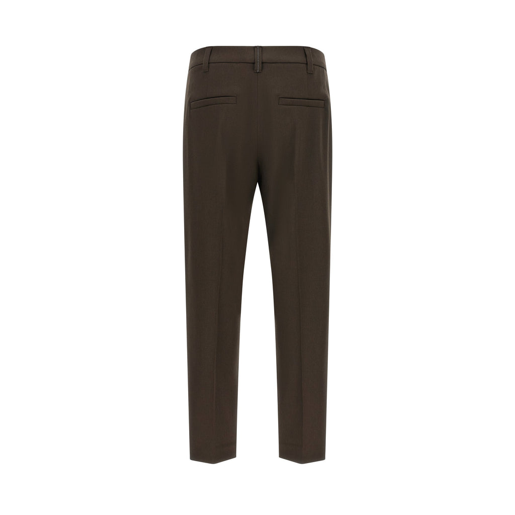 Brunello Cucinelli Brown Virgin Wool Dress Pants