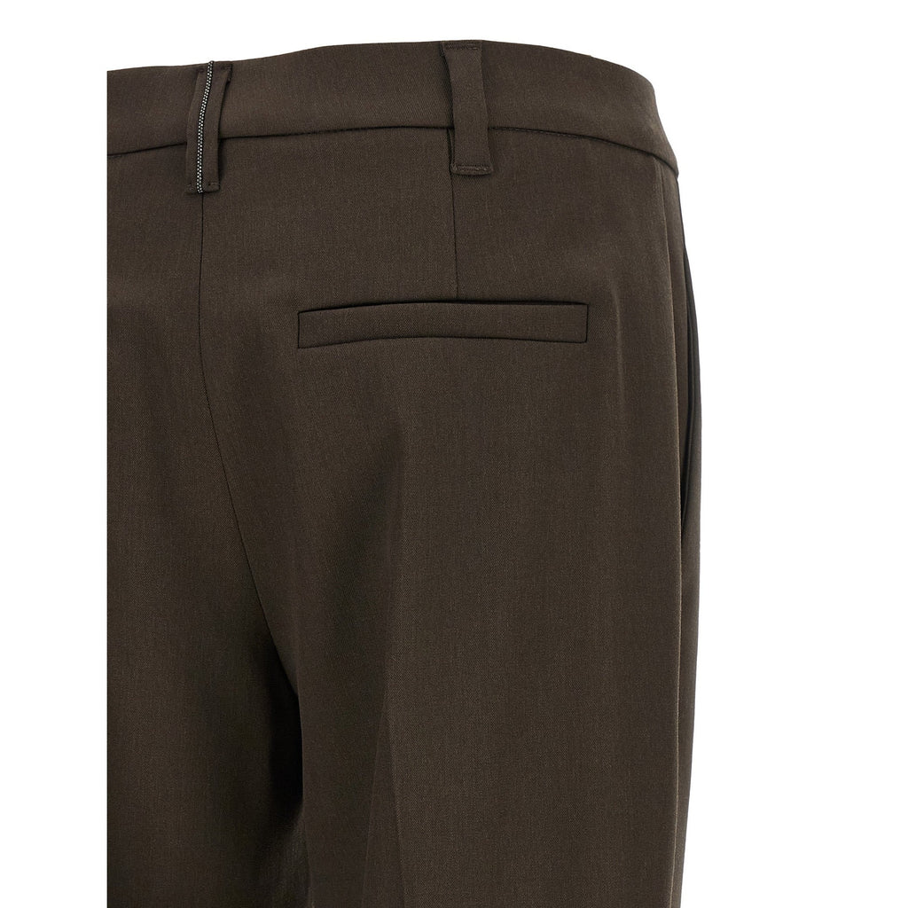 Brunello Cucinelli Brown Virgin Wool Dress Pants