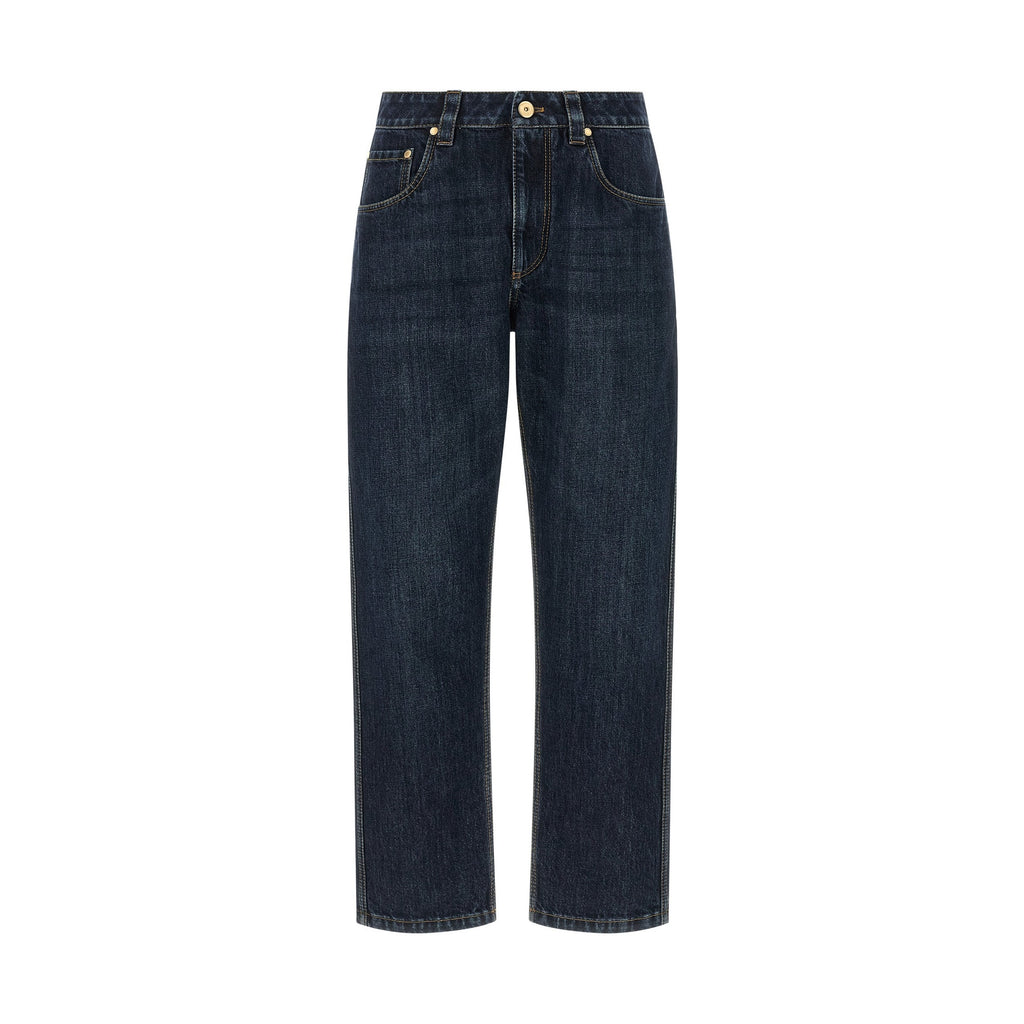 Brunello Cucinelli Blue Cotton Straight-Leg Jeans