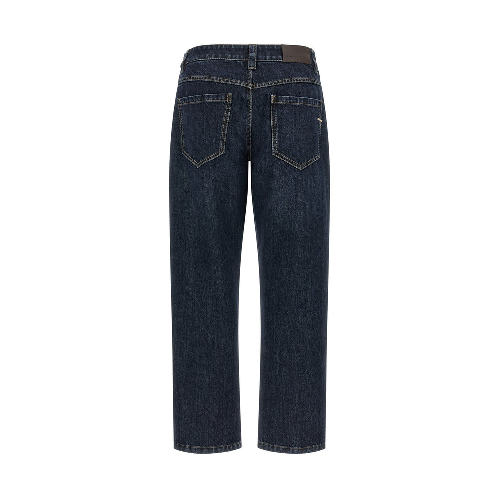 Brunello Cucinelli Blue Cotton Straight-Leg Jeans