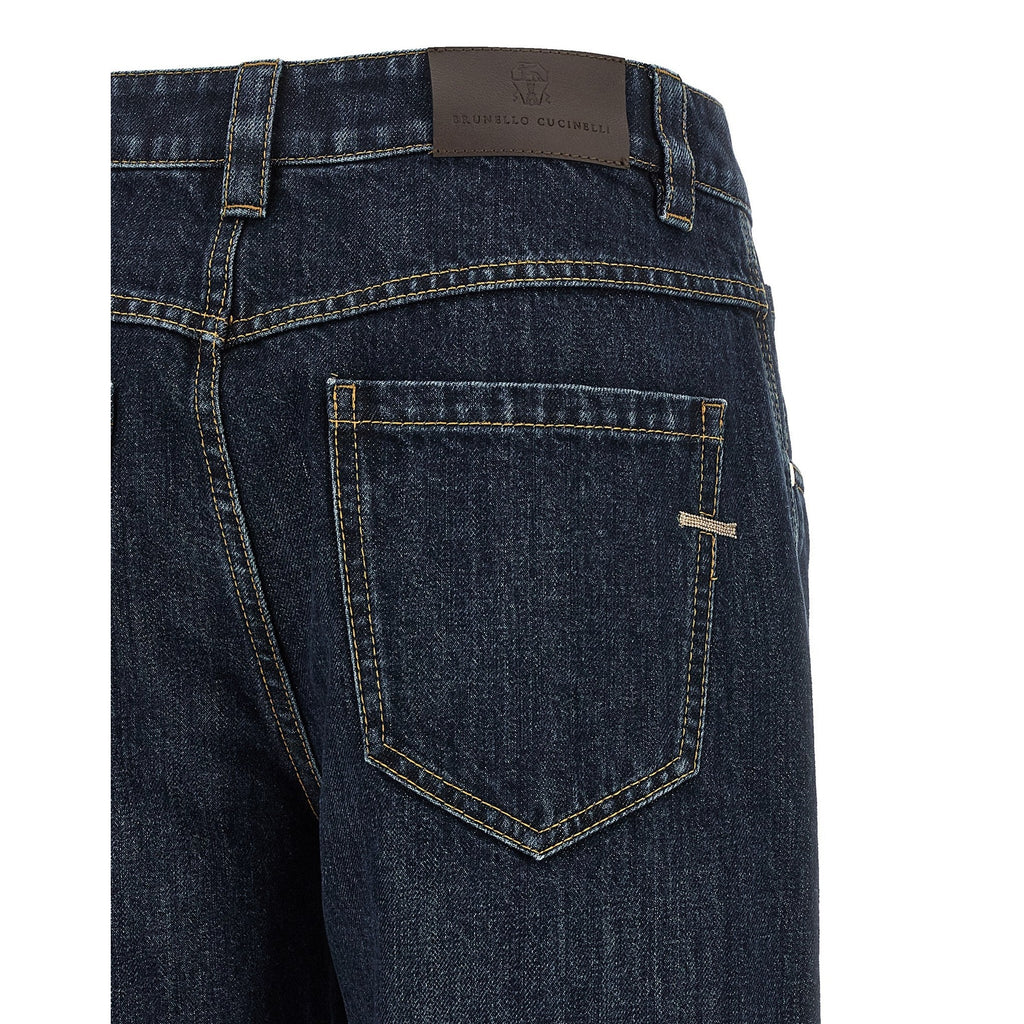Brunello Cucinelli Blue Cotton Straight-Leg Jeans