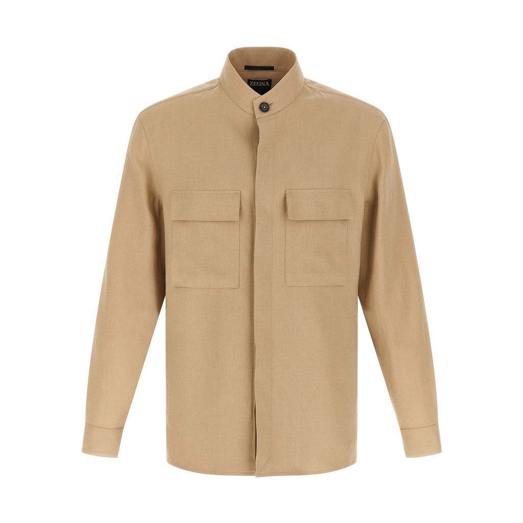 ZEGNA Beige Linen Blouse