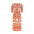 Dolce & Gabbana Orange Silk Midi Dress