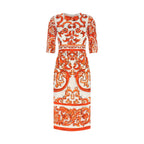 Dolce & Gabbana Orange Silk Midi Dress