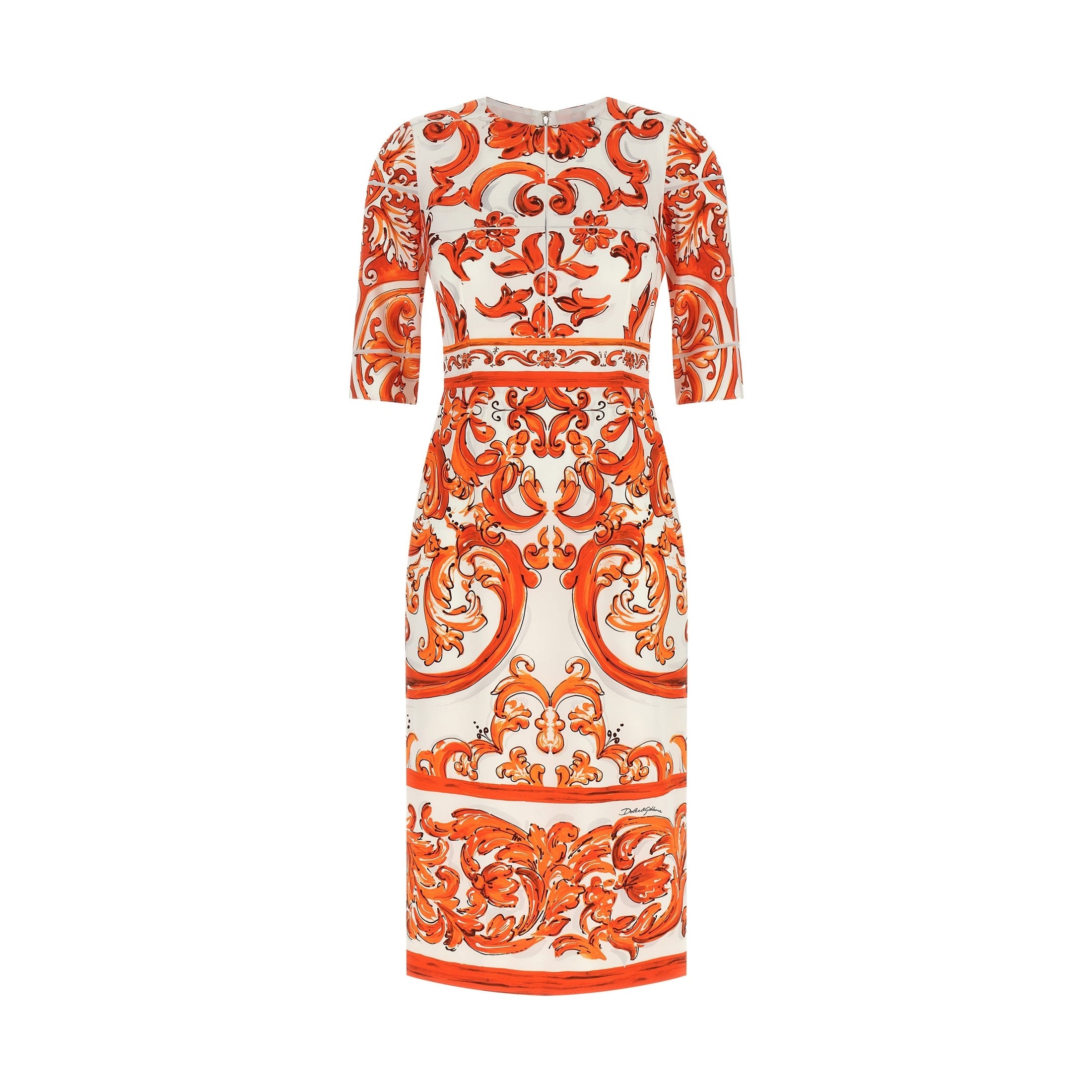 Dolce & Gabbana Orange Silk Midi Dress