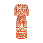 Dolce & Gabbana Orange Silk Midi Dress
