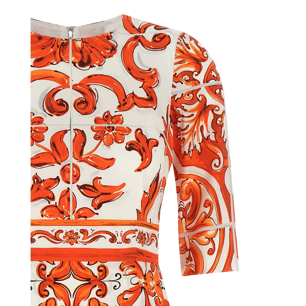 Dolce & Gabbana Orange Silk Midi Dress