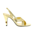 Versace Gold Lamb Leather Stiletto Heel Sandals