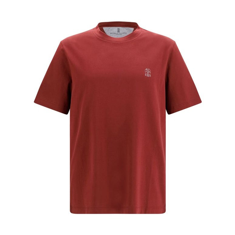 Brunello Cucinelli Bordeaux Cotton T-Shirt